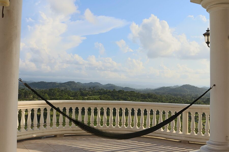 Hammock with Maya Mountains panoramic view from Cayo ridge