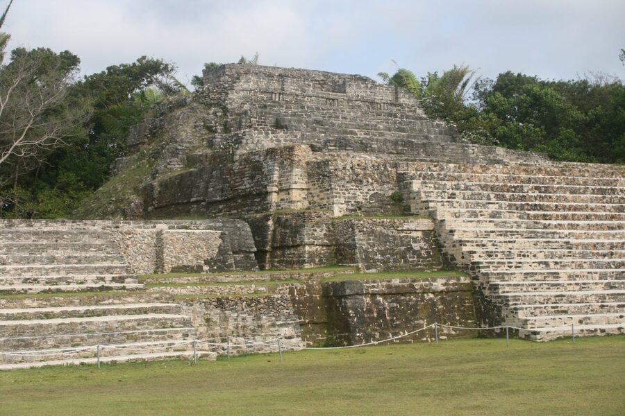 Mask Temple at Lamanai Mayan ruins Belize