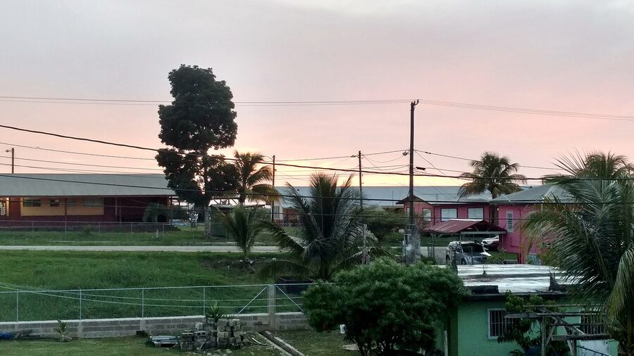 Sunset over residential neighborhood in Belmopán