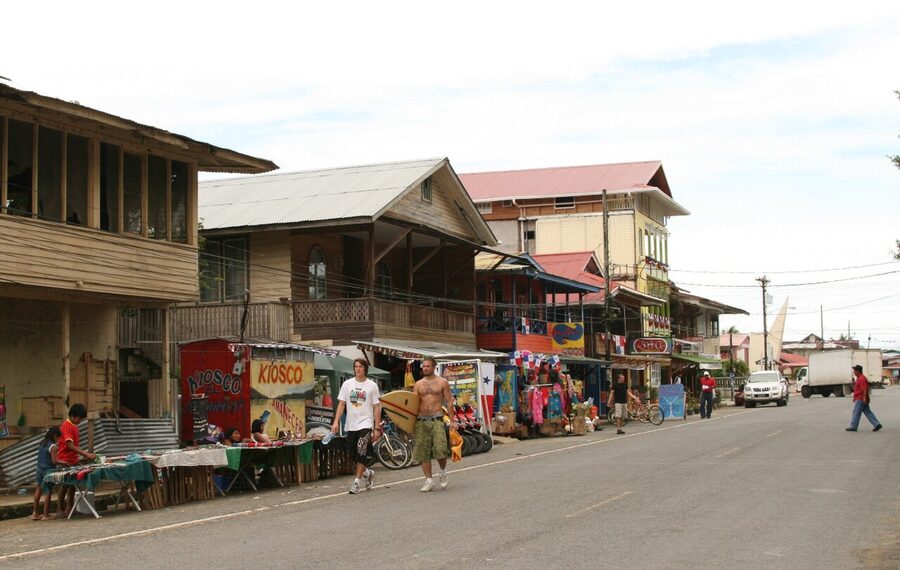 Stilt buildings over water in Bocas Town on Isla Colon