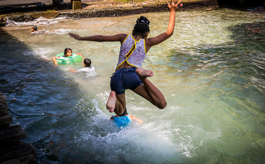 Swimming off Isla Carenero in Bocas del Toro