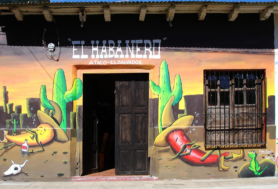Concepción de Ataco mural-painted shop, Ruta de las Flores, El Salvador