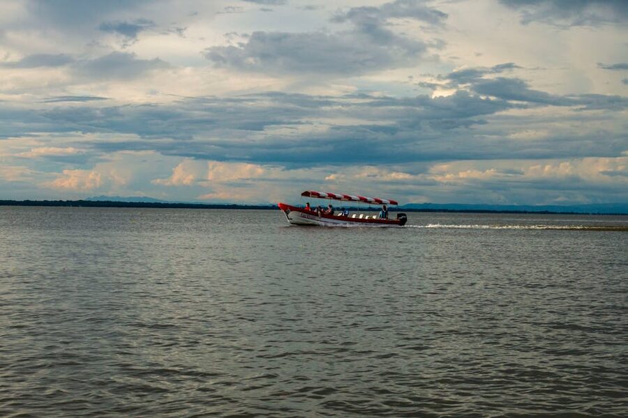 Boat at sunset on Lake Nicaragua near Granada