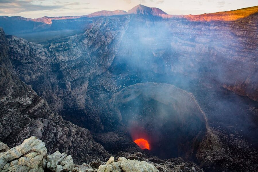 Aerial view of Masaya Volcano crater in Nicaragua