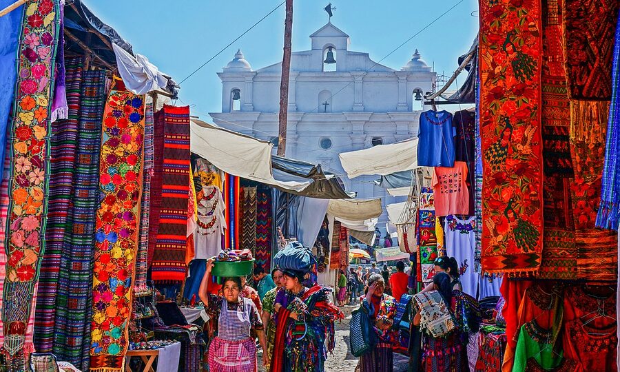 The Chichicastenango market filling the streets