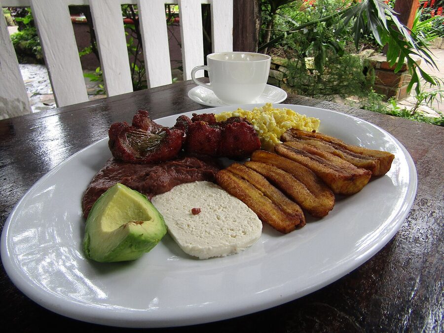 Honduran typical breakfast plate with baleadas