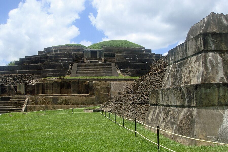 Stairway up the Tazumal pyramid in Chalchuapa, El Salvador