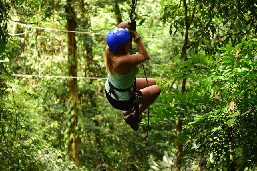 Ziplining through Costa Rican forest