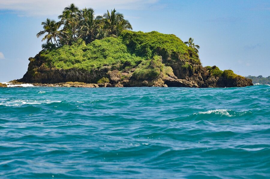 Tiny palm-covered island in the Bocas del Toro archipelago