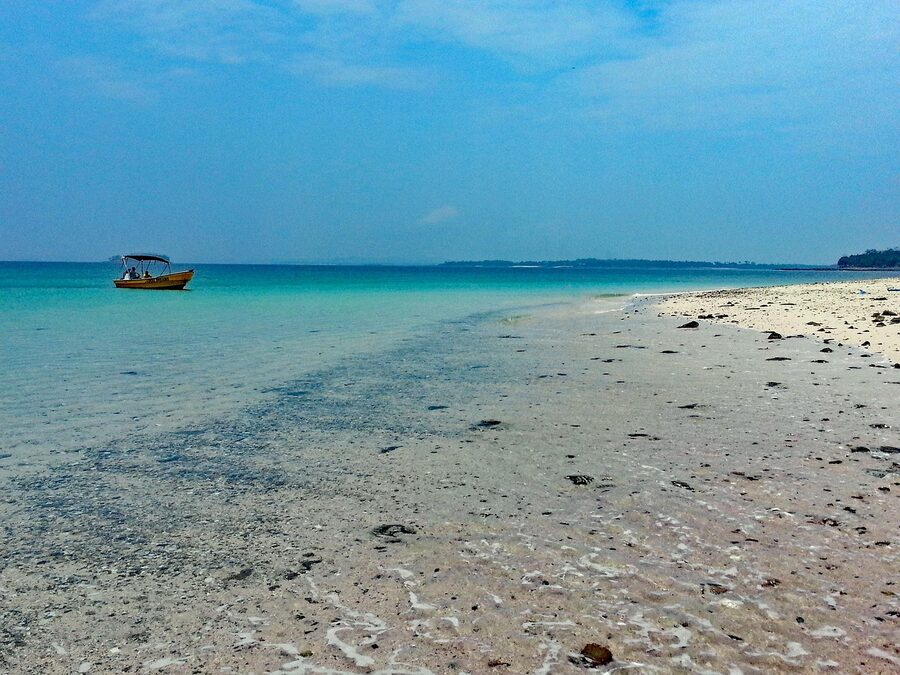 Pacific beach in the Pearl Islands archipelago of Panama