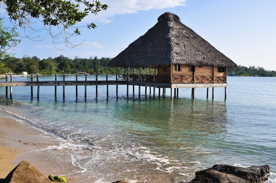 Bungalows over water in the Bocas del Toro archipelago