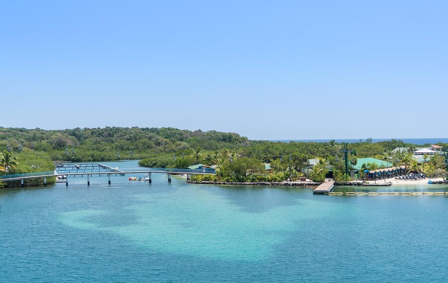 Roatán bridge aerial caribbean lagoon