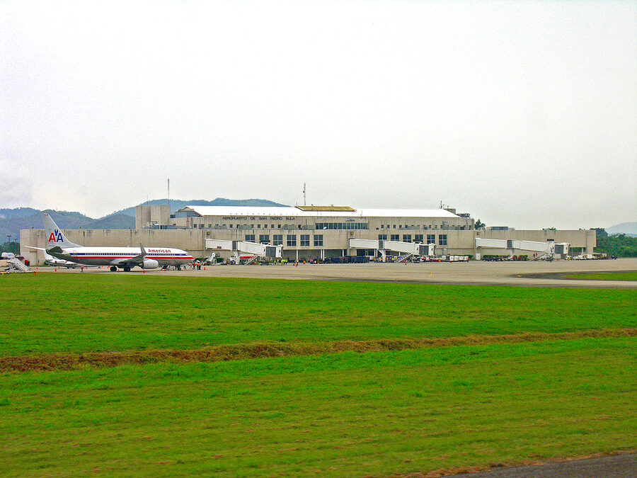 Ramon Villeda Morales International Airport (SAP) terminal exterior in San Pedro Sula, Honduras