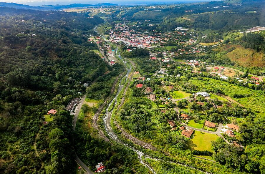 Aerial view of Boquete town in the Chiriqui highlands of Panama