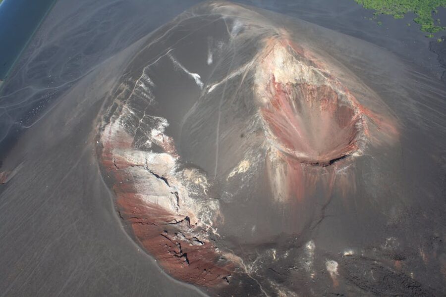 Cerro Negro volcanic crater photographed from the rim, Leon, Nicaragua