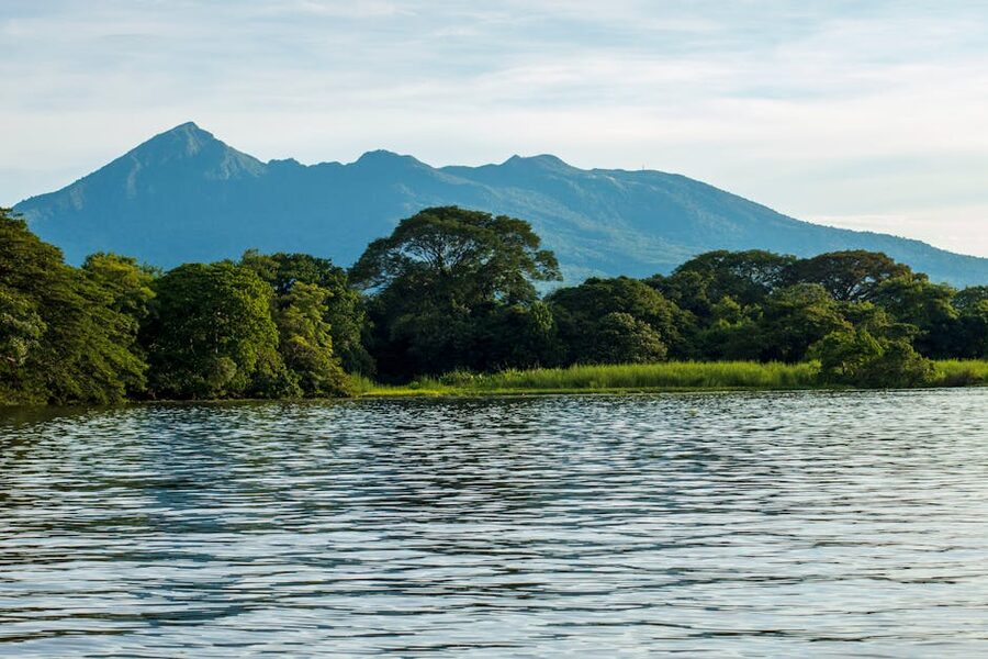 Mombacho volcano overlooking Lake Nicaragua and forest near Granada