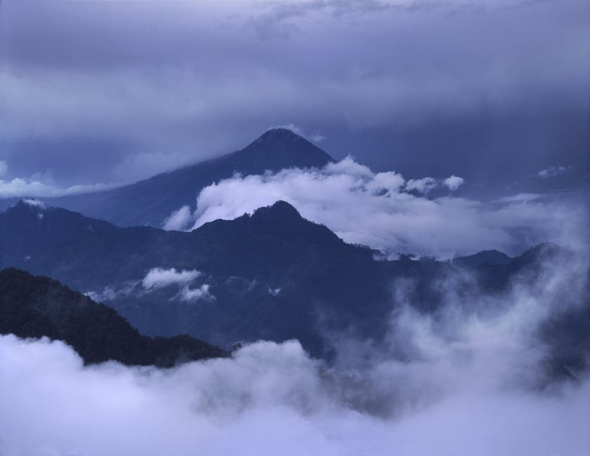 Misty clouds over Volcan Tajumulco in Guatemala San Marcos highlands