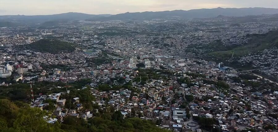 Tegucigalpa cityscape viewed from El Picacho hill in late afternoon